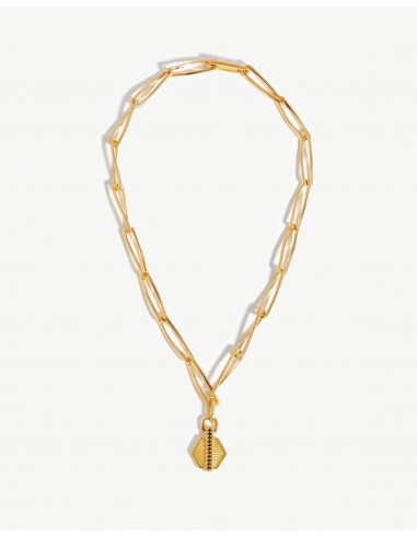 Pave Hex Twisted Link Chain Necklace | 18k Gold Plated/Black Spinel Le MVP de beaucoup