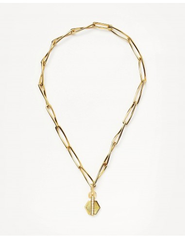 Pave Hex Twisted Link Chain Necklace | 18k Gold Plated/Opalite pas chere