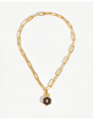 Hex Padlock Chain Necklace | 18k Gold Plated/Black Onyx En savoir plus