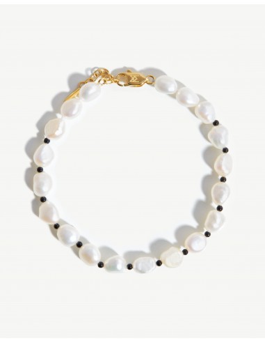 Pearl Beaded Gemstone Bracelet | 18k Gold Plated/Pearl & Black Onyx du meilleur 